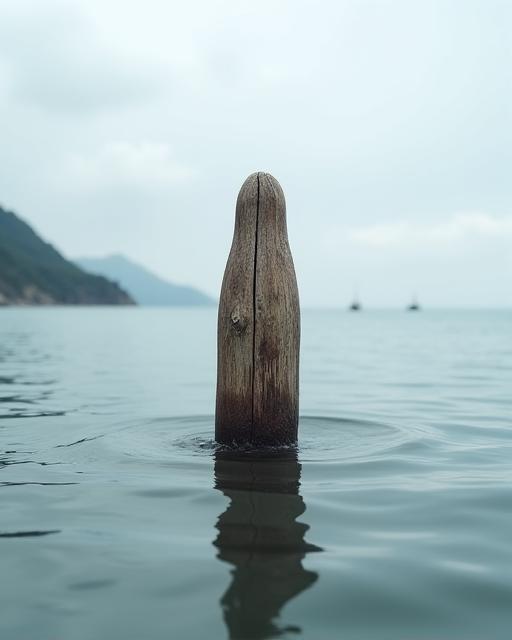 海に立つ伝統的な澪標の杭